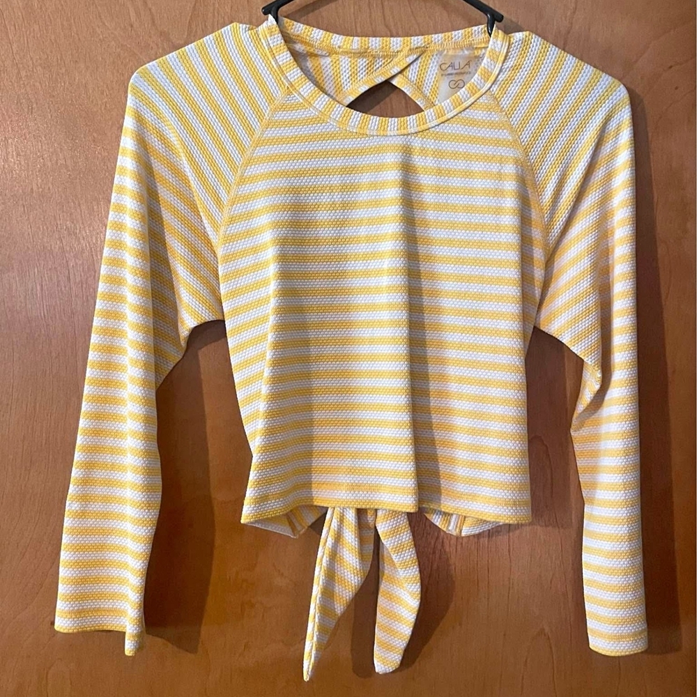 CALIA by Carrie Underwood Striped Tie-Front Sweatshirt